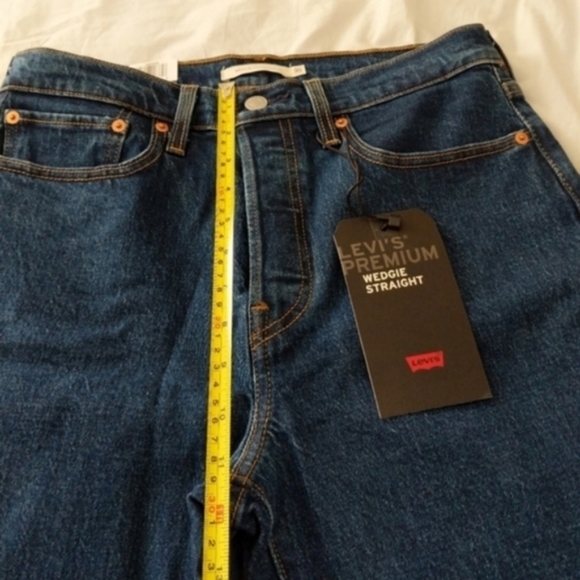 Levi's Wedgie Straight Jeans Below the Belt Dark Wash High Rise Denim Mom - Picture 6 of 10